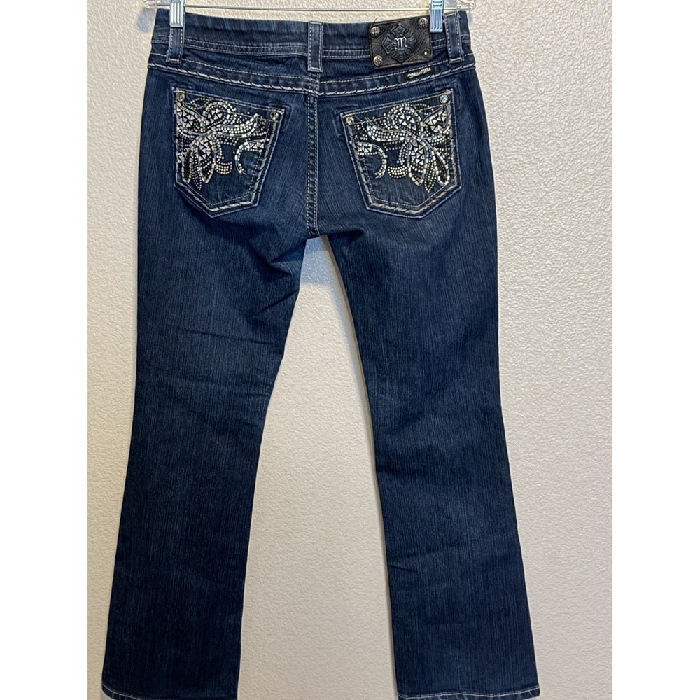 MISS ME Womens sz.30 Jeans Boot Cut Blue Denim Jeweled BLING Dark Wash JE5730BR